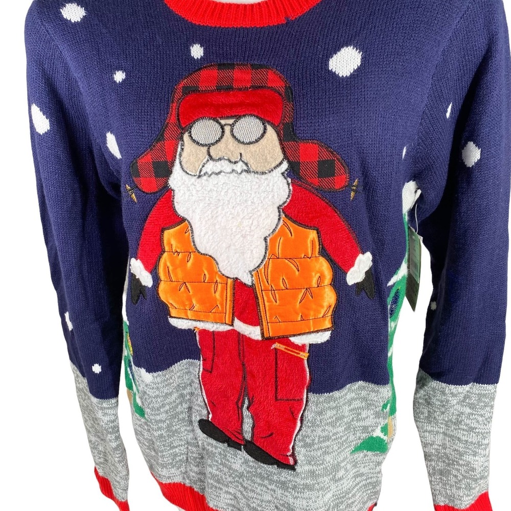 Jolly Sweaters Christmas Cool Chillin Santa‎ Nylon Vest Medium Sweater NWT